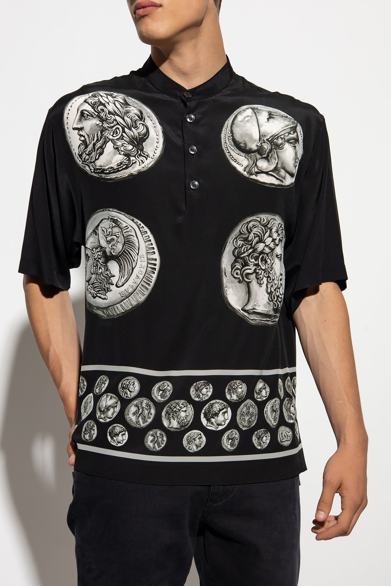 DOLCE & GABBANA LACE SLIDES - SchaferandweinerShops Japan - Black Silk shirt  Dolce & Gabbana